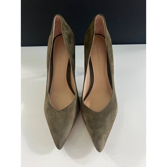 VERONICA BEARD Lisa Point Toe khaki Suede Pumps HEELS SIZE 6.5 - Picture 4 of 9